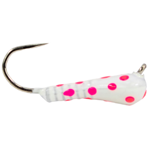 Image of Widow Maker Lures Tungsten Glow DropLit Jig | White Polka Dot Glow; 4 mm