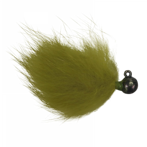 Image of VooDoo Custom Tackle Rabbit Hair Jigs | Black-Olive; 1/16 oz.