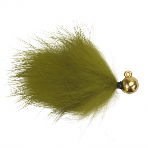 Image of VooDoo Custom Tackle Rabbit Hair Jigs | Gold Plate-Olive; 1/16 oz.