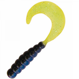 Image of Kalin's Triple Threat Grub Soft Bait | Black Blue Chartreuse; 2 in.