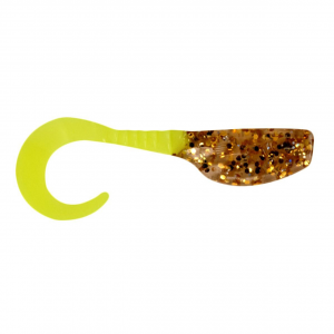 Image of Leland's Lures Slab Curly Soft Baits | Sardis Gold-Chartreuse