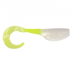 Image of Leland's Lures Slab Curly Soft Baits | White-Chartreuse