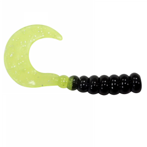 Image of Southern Pro Hot Grubs | Black/Chartreuse Sparkle; 2 in.