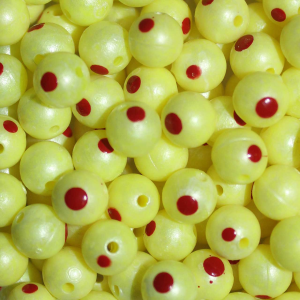 Image of TroutBeads | Blood Dot Chartreuse Pearl; 6 mm