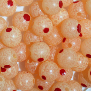 Image of TroutBeads | Blood Dot Glow Roe; 14 mm
