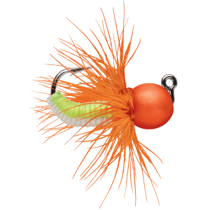 Image of VMC Tungsten Fly Jigs | Orange Chartreuse Glow; 1/64 oz.