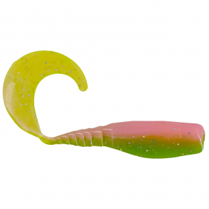 Image of Big Bite Baits Curly Crappie Minnr | Electric Chicken Glow; 2 in.