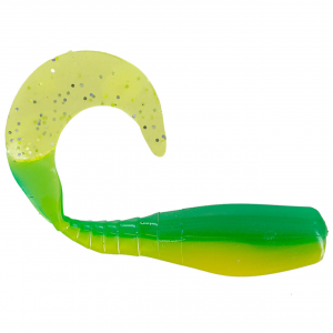 Image of Big Bite Baits Curly Crappie Minnr | Tractor Green Glow; 2 in.