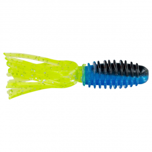 Image of Big Bite Baits Slab Tube | Black Blue Chartreuse Shine; 1 3/4 in.