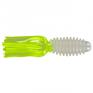 Image of Big Bite Baits Slab Tube | Pearl-Chartreuse; 1 3/4 in.