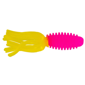 Image of Big Bite Baits Slab Tube | Pink Yellow; 1 3/4 in.