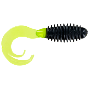 Image of Big Bite Baits Ring Triple Tip Grub | Black/Chart Tail; 2 in.