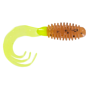 Image of Big Bite Baits Ring Triple Tip Grub | Pumpkinseed/Chart Tail; 2 in.