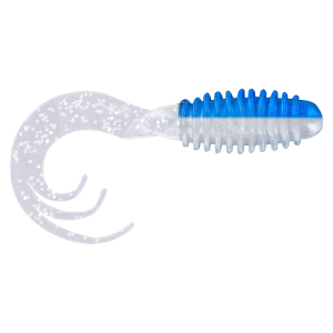 Image of Big Bite Baits Ring Triple Tip Grub | Blue-N-Silver; 2 in.