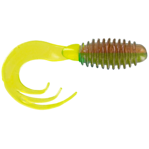 Image of Big Bite Baits Ring Triple Tip Grub | Pumpkin/Chart; 2 in.