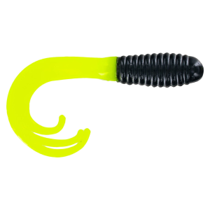 Image of Big Bite Baits Triple Tip Grub | Black/Opaque Chartreuse; 2 in.