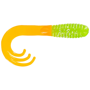Image of Big Bite Baits Triple Tip Grub | Chartreuse Shine Orange Tail; 2 in.