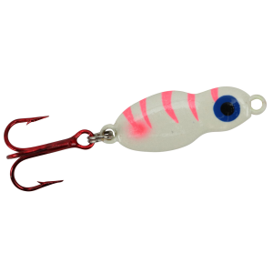 Image of Lindy Frostee Jigging Spoon | White Tiger Glow; 1/8 oz.