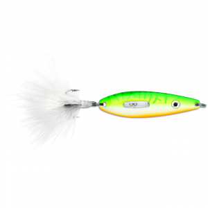 Image of VMC Rattling Roach Spoon | Glow Green Fire UV; 3/16 oz.