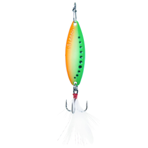 Image of Clam Leech Flutter Spoon | Glow Firetiger; 1/16 oz.