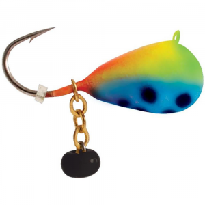 Image of Clam Dingle Drop Jig | Chartreuse Blue Glow Spot; 14