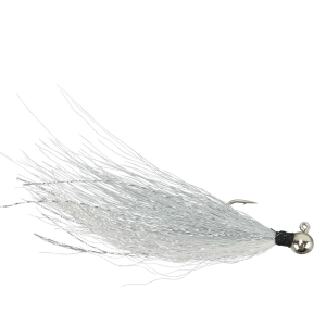 Image of VooDoo Custom Tackle Steelhead Bucktail Jig | Nickel-Grey White; 1/64 oz.