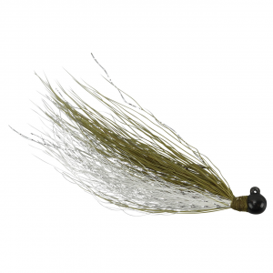 Image of VooDoo Custom Tackle Steelhead Bucktail Jig | Black-Olive White; 1/64 oz.