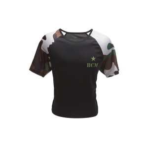 Raglan Camo, Moisture Wicking, Short Sleeve T (Black)