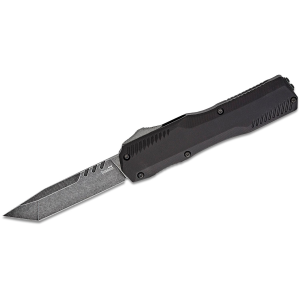 Kershaw 9000T Matt Diskin Livewire OTF AUTO Knife 3.3 CPM-MagnaCut BlackWashed Tanto Blade, Black Aluminum Handles, Reversible Clip