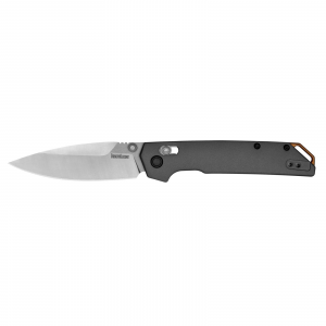 Kershaw 2038 Iridium DuraLock KVT Folding Knife 3.4 D2 Two-Tone Spear Point, Gray Aluminum Handles, Reversible Clip, AXIS/Crossbar Lock