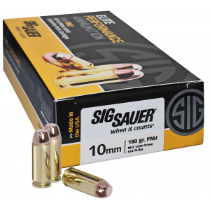 Sig Sauer E10MB150 Elite Ball  10mm Auto 180 gr Full Metal Jacket (FMJ) 50 Rd