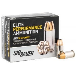 Sig Sauer E380A120 Elite V-Crown  380 ACP 90 gr Jacketed Hollow Point (JHP) 20 Bx/ 10 Cs