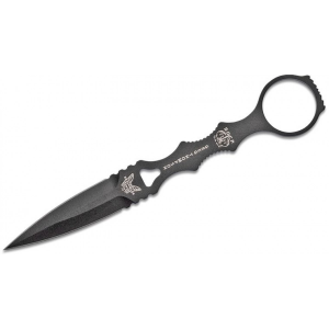 Benchmade 176BKSN SOCP Dagger, Double Edge, Fixed, Black, Tan Sheath, 440C