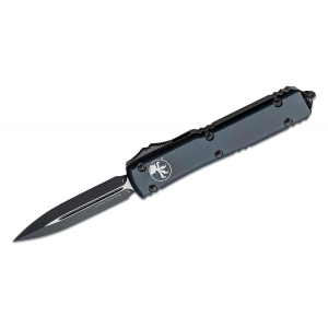 Microtech Knives 122-1T Ultratech Tactical Auto OTF Knife 3.46 Black Double Edge Dagger Blade, Black Aluminum Handles
