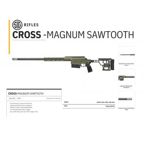 Sig Sauer CROSS-MAG-7PRC-24B-SAW Cross-Magnum Sawtooth, 7PRC, 24 PROOF Carbon Barrel, Folding Stock