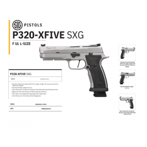 Sig Sauer 320SXG5-9-STAS P320-XFive SXG, 9mm, 5 Bull Barrel, Optics Ready, (3) 21+1