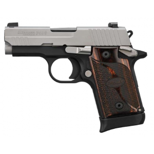 Sig Sauer 938-9-TXR3-AMBI P938 Two-Tone, 9mm, 3, Silver Slide/Black Frame, Walnut Grip, (1)7rd, (1)6rd