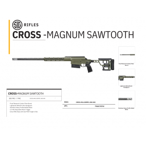 Sig Sauer CROSS-MAG-300PRC-24B-SAW Cross-Magnum Sawtooth, .300 PRC, 24 PROOF Carbon Barrel, Folding Stock