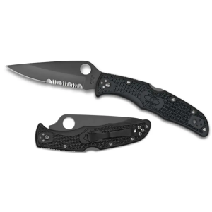 Spyderco C10PSBBK Endura 4 Lightweight 3.75 Clip Point Part Serrated FRN Black Handle Folding