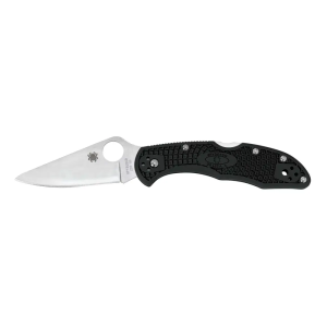 Spyderco C11FPBK Delica 4 Flat Ground 2-7/8 VG10 Satin Plain Blade, Black FRN Handles, Lockback