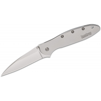 Kershaw 1660 Ken Onion Leek Assisted Flipper Knife 3 Bead Blast Plain Blade, Stainless Steel Handles, Frame Lock