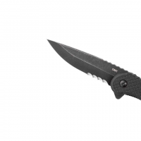 CRKT 2267 Antonio Rodriguez Taco Viper Assisted Flipper Knife 4.22 Black Stonewashed Drop Point Blade, Black Textured GRN Handles, Liner Lock