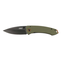 CRKT 2520 Lucas Burnley Tuna Folding Knife 3.221 Black Stonewashed Drop Point, OD Green G10, Frame Lock