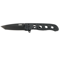 CRKT M16-02KS Kit Carson Frame Lock Flipper 3.057 12C27 Black Tanto Blade, Black Stainless Steel Handles