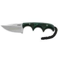 CRKT 2387 Folts Minimalist Fixed Blade Neck Knife 2.13 Bead Blasted Bowie, Green Micarta Handles