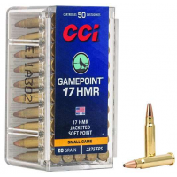 CCI 0052 GamePoint  17 HMR 20 gr Jacketed Soft Point (JSP) 50 Bx/ 40 Cs