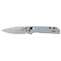 Kershaw 2051 Iridium  EDC Mini 3 Folding Spear Point Plain Stonewashed D2 Steel Blade, Ice Blue Aluminum Handle