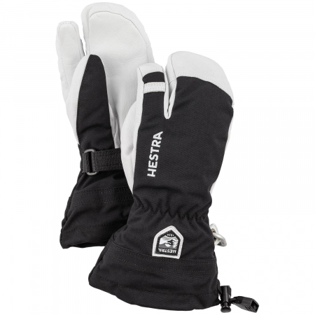 Kid's Hestra Army Leather Heli Ski Jr. 3-Finger Mittens Big 2025 in Blue size 6 | Leather/Polyester