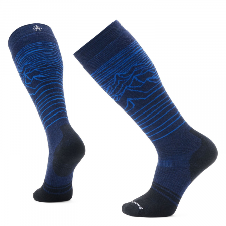 Smartwool Snowboard Full Cushion Iguchi Pattern OTC Socks 2025 in Gray size Large | Nylon/Wool/Elastane