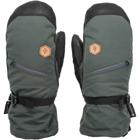 Women's Volcom Skye GORE-TEX Over Mittens 2024 in Green size Medium | Leather/Polyester